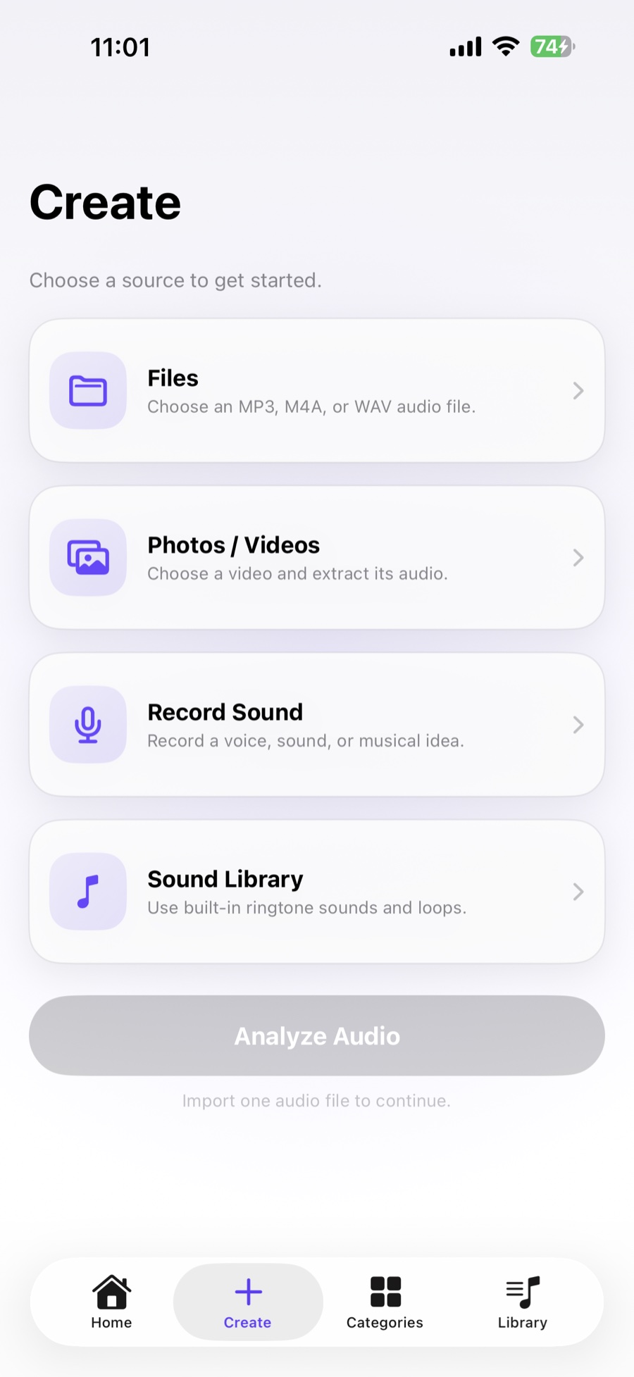Ringora audio source choices
